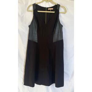 Rebecca Taylor Sleeveless Black Leather Panel Insert Detail Dress LBD, Size 10